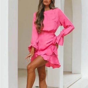 Selfie Leslie Backless Pink Wrap Dress
